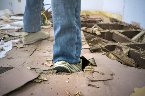A house which has long-term damage from termites.